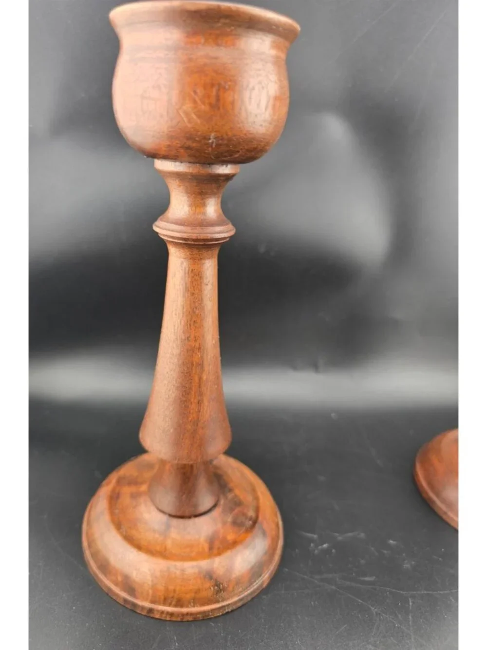 Vntg Hand Turned Wooden Candlesticks Pair/Set 7-Inch Vintage 1976 Signed